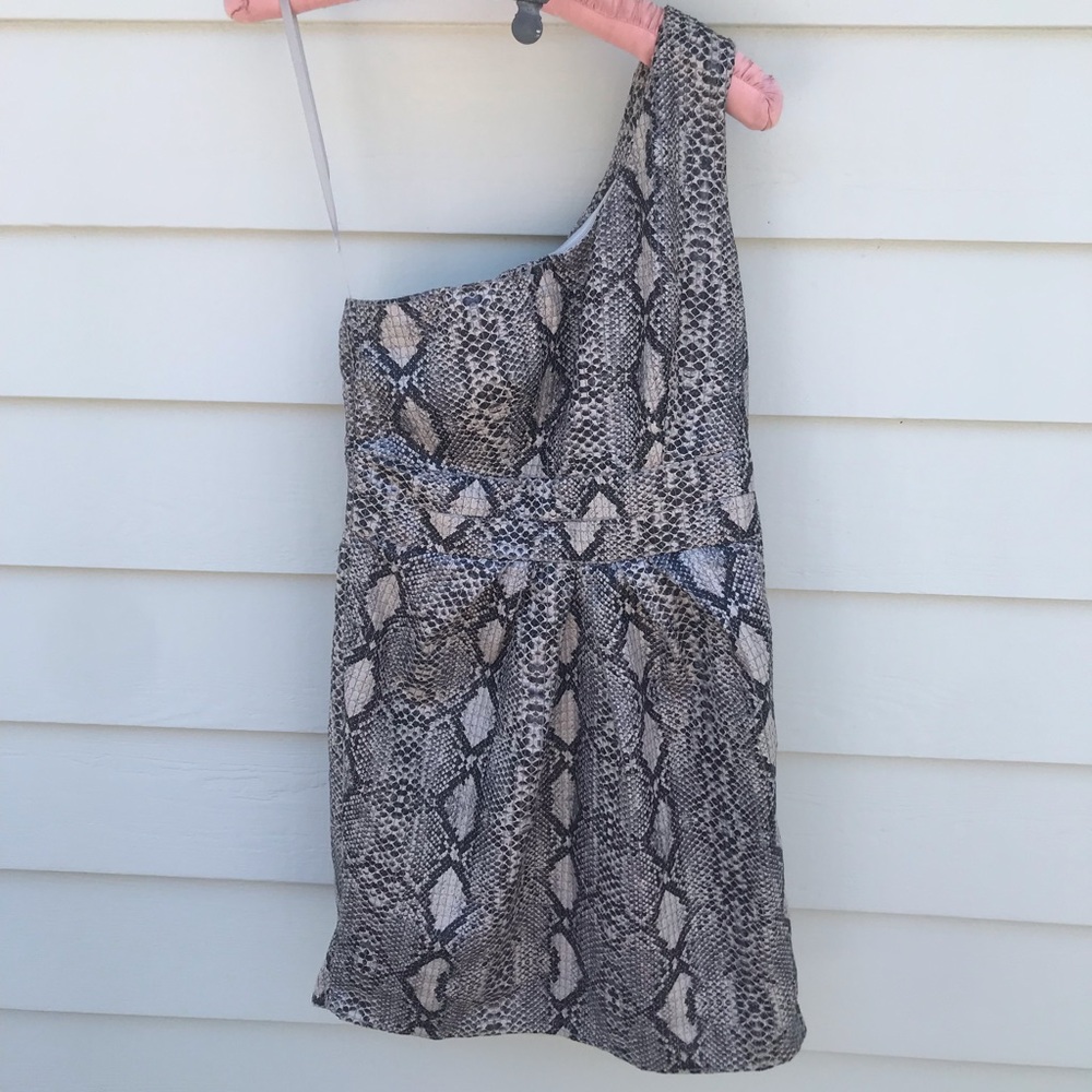 One shoulder Vegan snakeskin dress